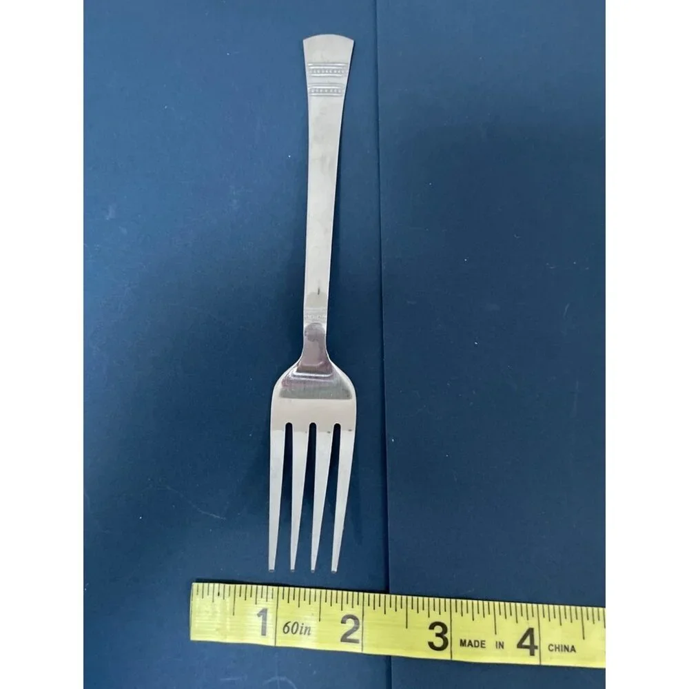 Vtg Pfaltzgraff Kensington Sapphire Bay 4 Salad Dessert Forks Stainless Flatware